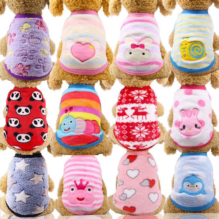 Cozy Cartoon Puppy Flannel Cat & Dog Vest - Warm Teacup Doggy Clothes for Small Pets