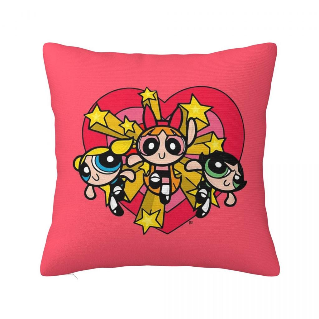 Anime Powerpuff Girls Square Pillowcase Pillow Cover Polyester Cushion Decor Comfort Throw Pillow for Home Sofa