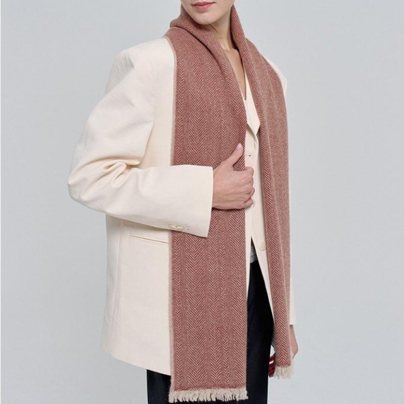 Dal Cashmere Herringbone Muffler Red