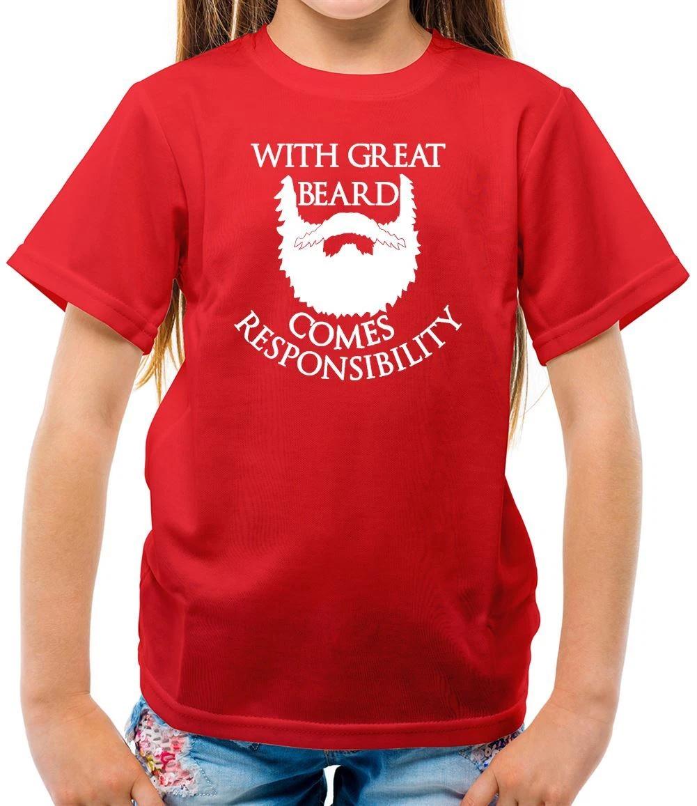 With Great Beard Responsibility - Kids T-Shirt - Beards Moustache Facial 150