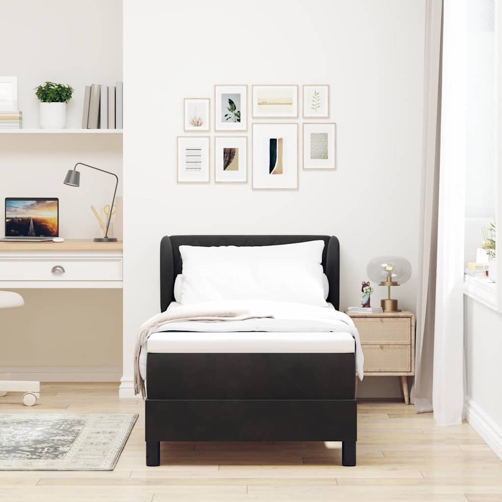 Box Spring Bed with Headboard Black 80 x 200 cm Velvet
