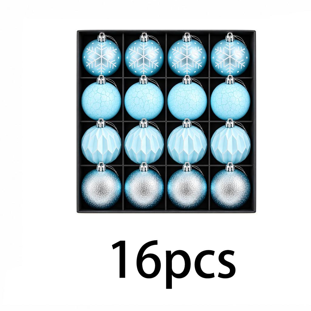 Blue Christmas Ornament Set Snowflake Baubles 6cm Shatterproof Plastic Balls Tree Decor Holiday Hanging Decorations