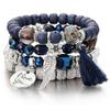 4Pcs/Set Bohemia Style Wing Bracelet Beads Jewelry Women Bangle Party Gift