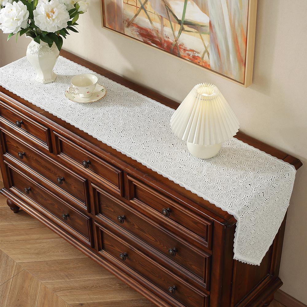 Kitchen Coffee Dining Table Rustic Farmhouse Living Room Bedroom Dresser Decor Lace Hollow-out Macrame Table Runner