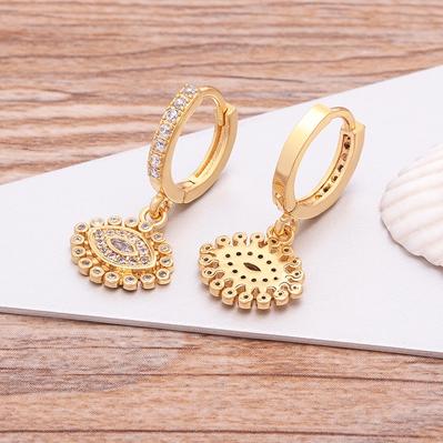 Nidin Fashion Classic Tree of Life Drop Earrings For Women Girl Female Copper CZ Lucky Party Birthday Jewelry Hoop Earrings Gift