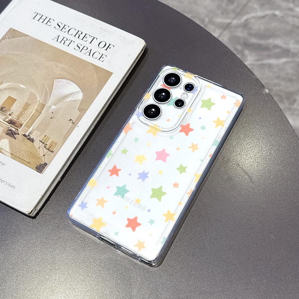 Colorful Pastel Stars Pattern Case for Samsung Galaxy S26 S25 S24 S23 S22 S21 S20 FE Plus Soft TPU Slim Fit Shockproof Cover