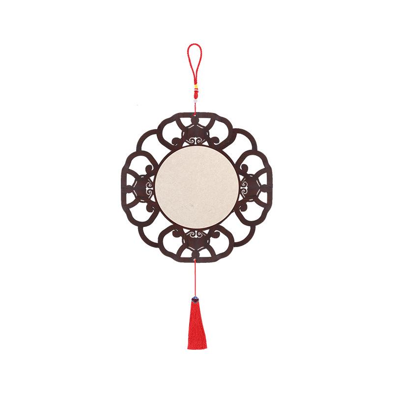 2026 New Chinese Style Fu Character Wooden Pendant with Blank Calligraphy Xuan Paper