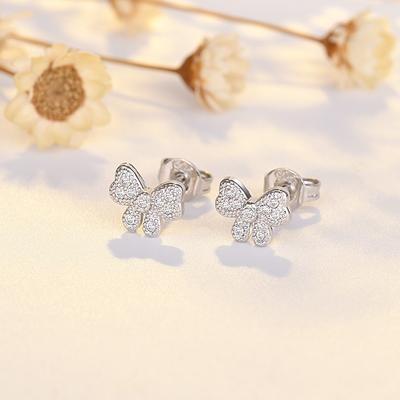 Bow Earrings Small Pure Needle Simple Cute Earrings Female Student