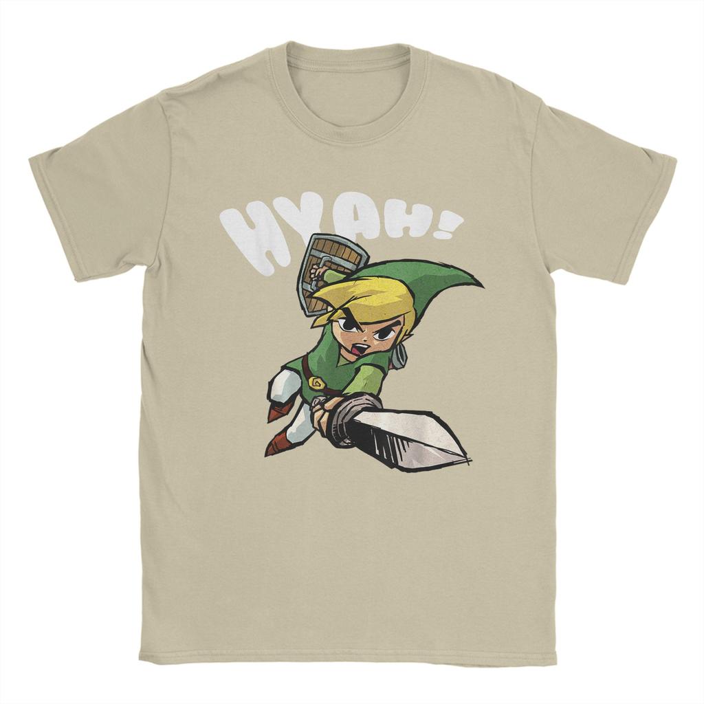 Zeldas Link Hyah Poster T Shirts Unisexs Pure Cotton Novelty TShirts Round Collar Tees Short Sleeve Tops Gift Idea