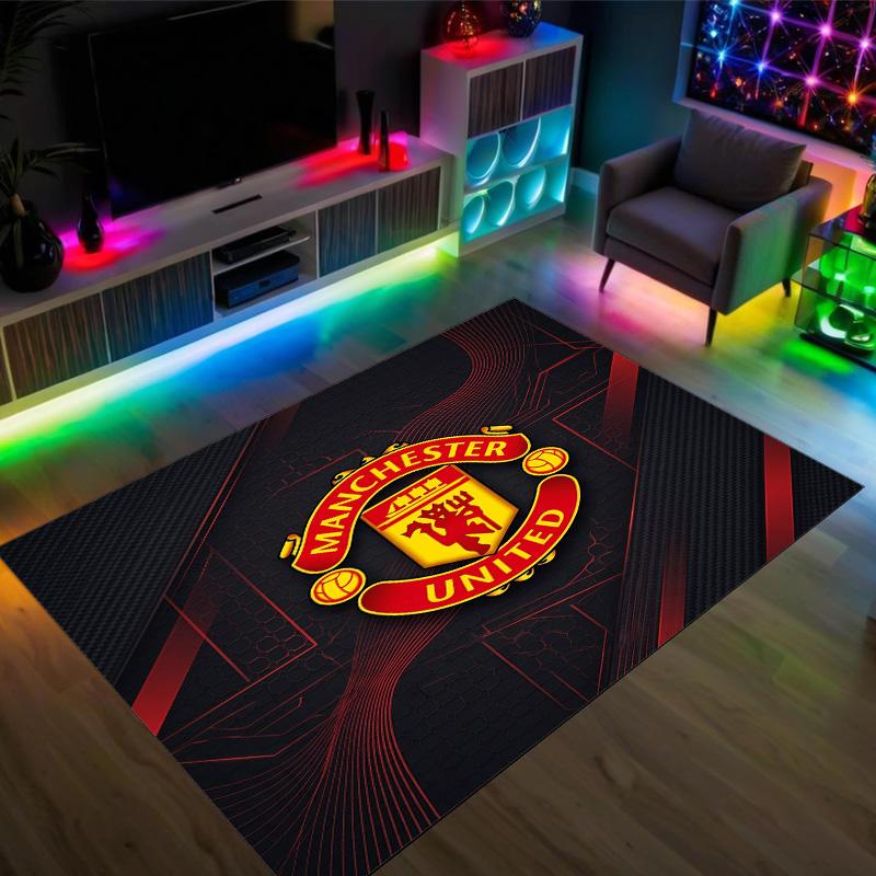 Manchester United Design Crystal Velvet Carpet Cozy Non?Slip Printed Rug For Bedroom Living Room Entrance