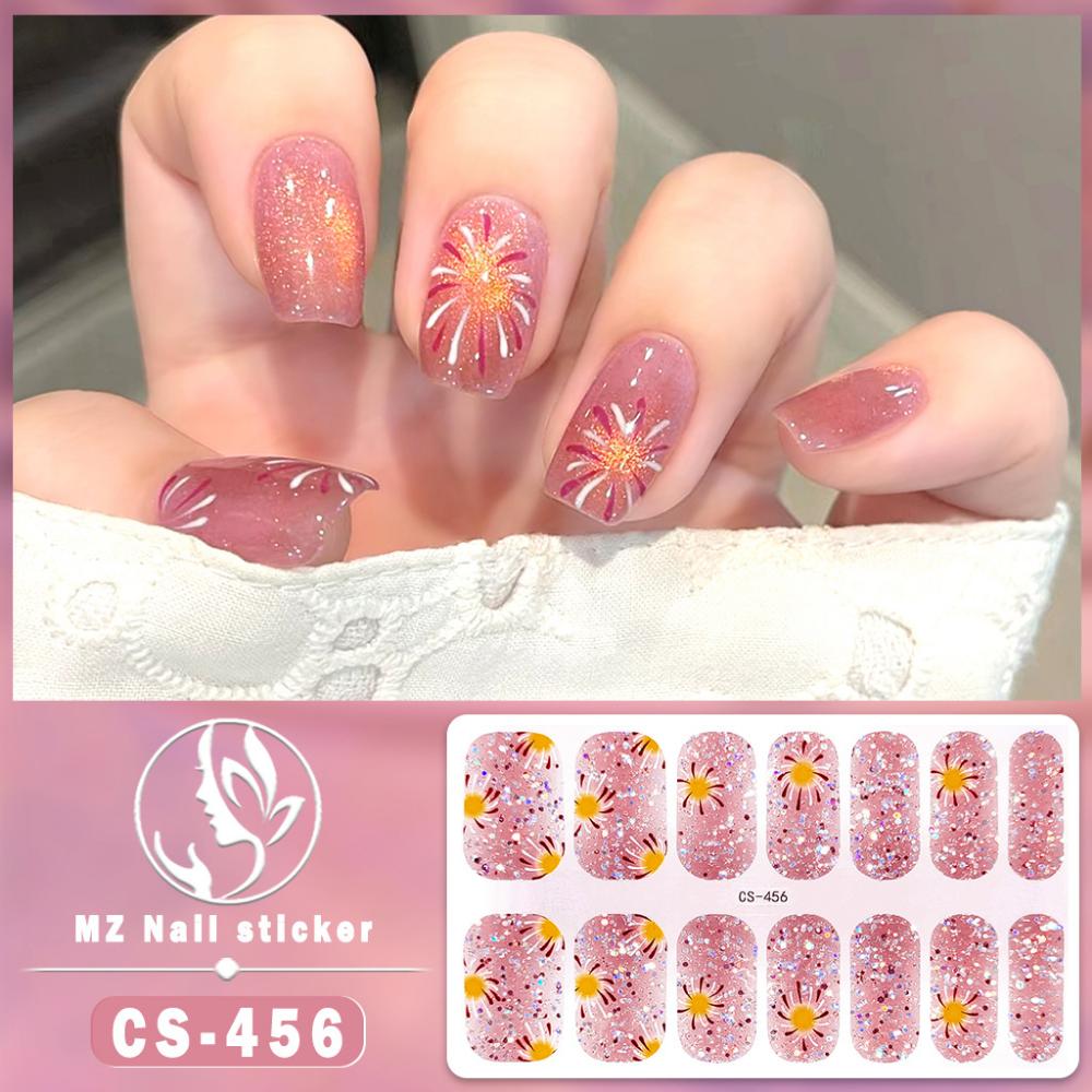 Beauty Waterproof No-bake Gel Nail Polish Film Full Sticker Chinese Style Fireworks Nail Film Paper Nail Film Paper Patch