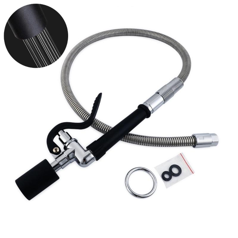 Industrial Restaurant Sink Faucets set 45" Flexible Hoses Black Sprayers set Pre-Rinses Hoses with Spray Valves for Sink