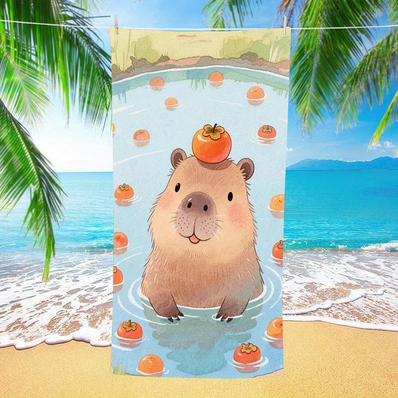 Übergroßes Mikrofaser-Strandtuch Extra Groß Schnelltrocknend Sandfrei Badetuch Niedliches Capybara Kaki Schwimmbaddecke Für Kinder