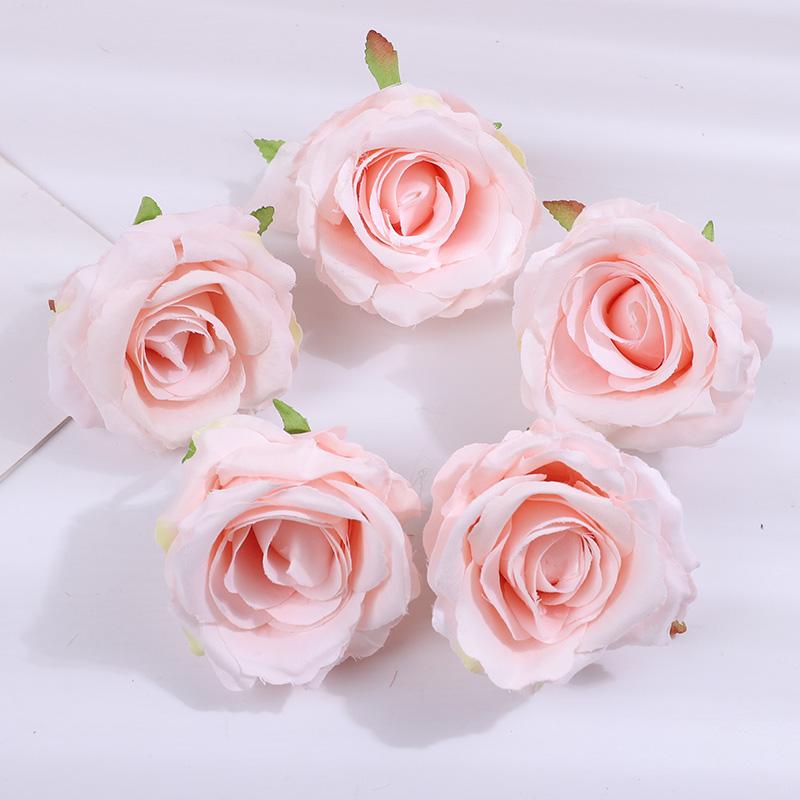 5Pcs 10cm Silk Rose Heads Artificial Flowers For Wedding Birthday Party Decoration DIY Scrapbook Christmas Home Garden Decor