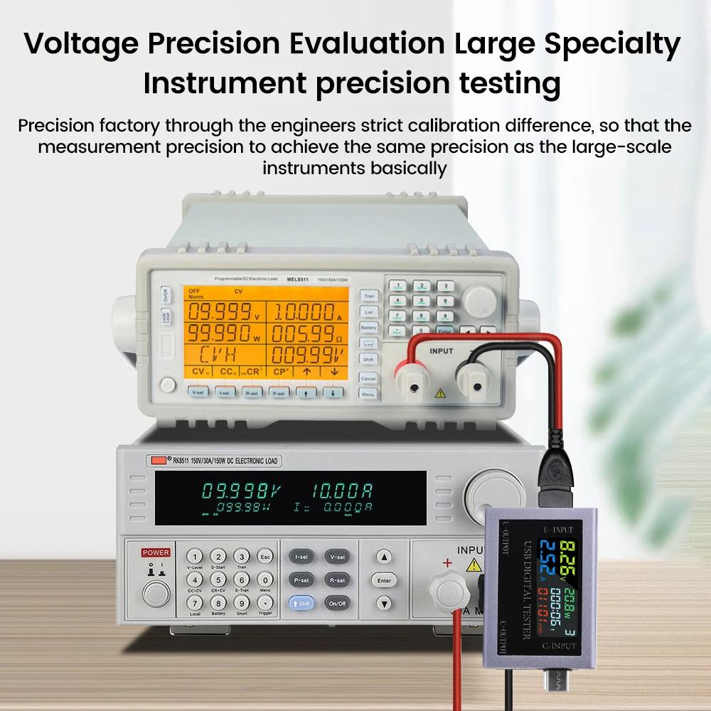 Voltage Meters Current Voltage Capacity Battery Tester USB/Type-C Volt Current Detector Charger Capacity Tester Meter DC 4-50V