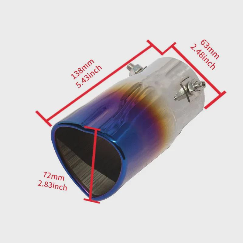 Heart-Shaped 63mm Stainless Steel Blue-Tinted Exhaust Muffler Tailpipe