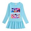 K-pop Monster Hunter Girls' Ruffle Mesh Dress - Long Sleeve Cartoon Princess Skirt