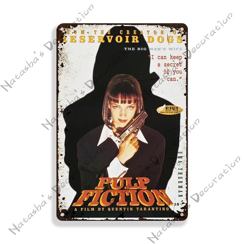 Pulp Fiction Rusty Movie Poster Metal Tin Sign Old Metal Signs Vintage Poster Man Cave Garage Metal Plaque Industrial Decor