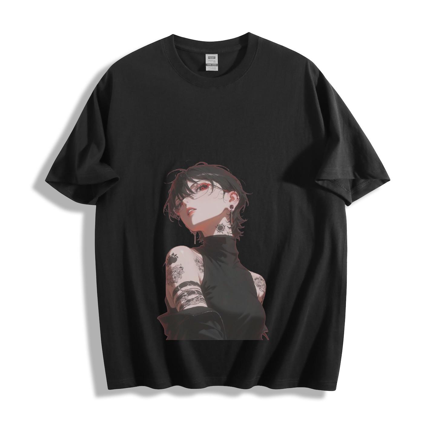 Gender-Neutral Tattooed Anime Girl Graphic T-Shirt 2XL