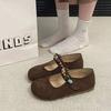 New Flat Birkenstocks Mary Jane Retro Skirt Women'S Velcro Single Shoes Autumn Beads