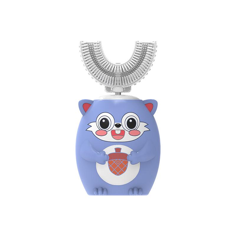 360 Degrees U Shaped Children Electric Toothbrush Cartoon for Kids Smart Automatic Sonic Toothbrush USB Charging Blue Light IPX7