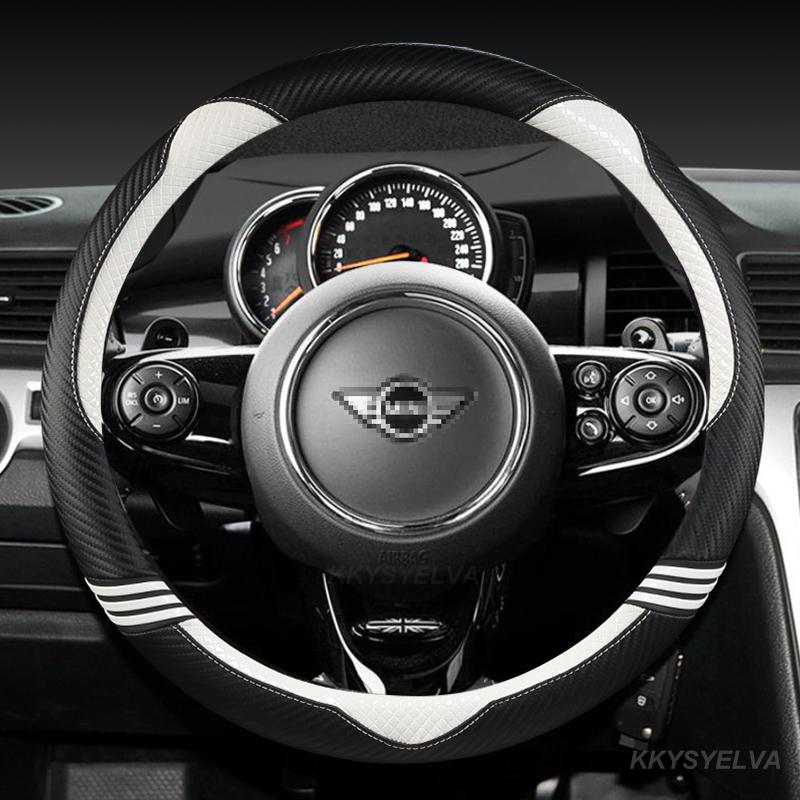 

Углеродное волокно + кожа Крышка рулевого колеса автомобиля 38 см для MINI COOPER S JCW ONE F54 F55 F56 F60 R60 R61 Auto