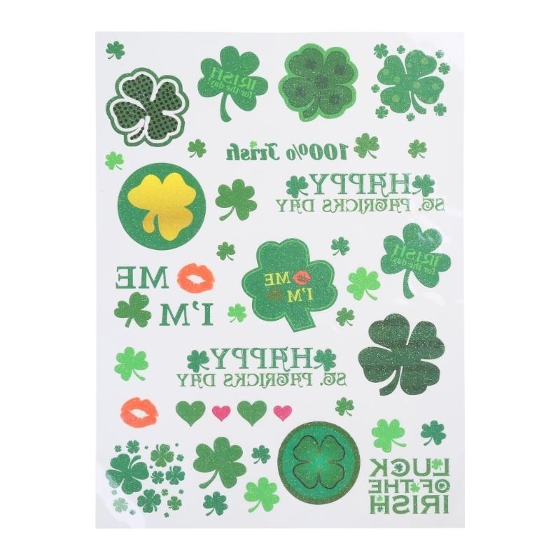 

652F Waterproof Decals for Irish Festivities Green Stickers for Men and Women