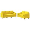 Vidaxl 2-Cz. Living Room Set With Cushions, Light Yellow, Fabric