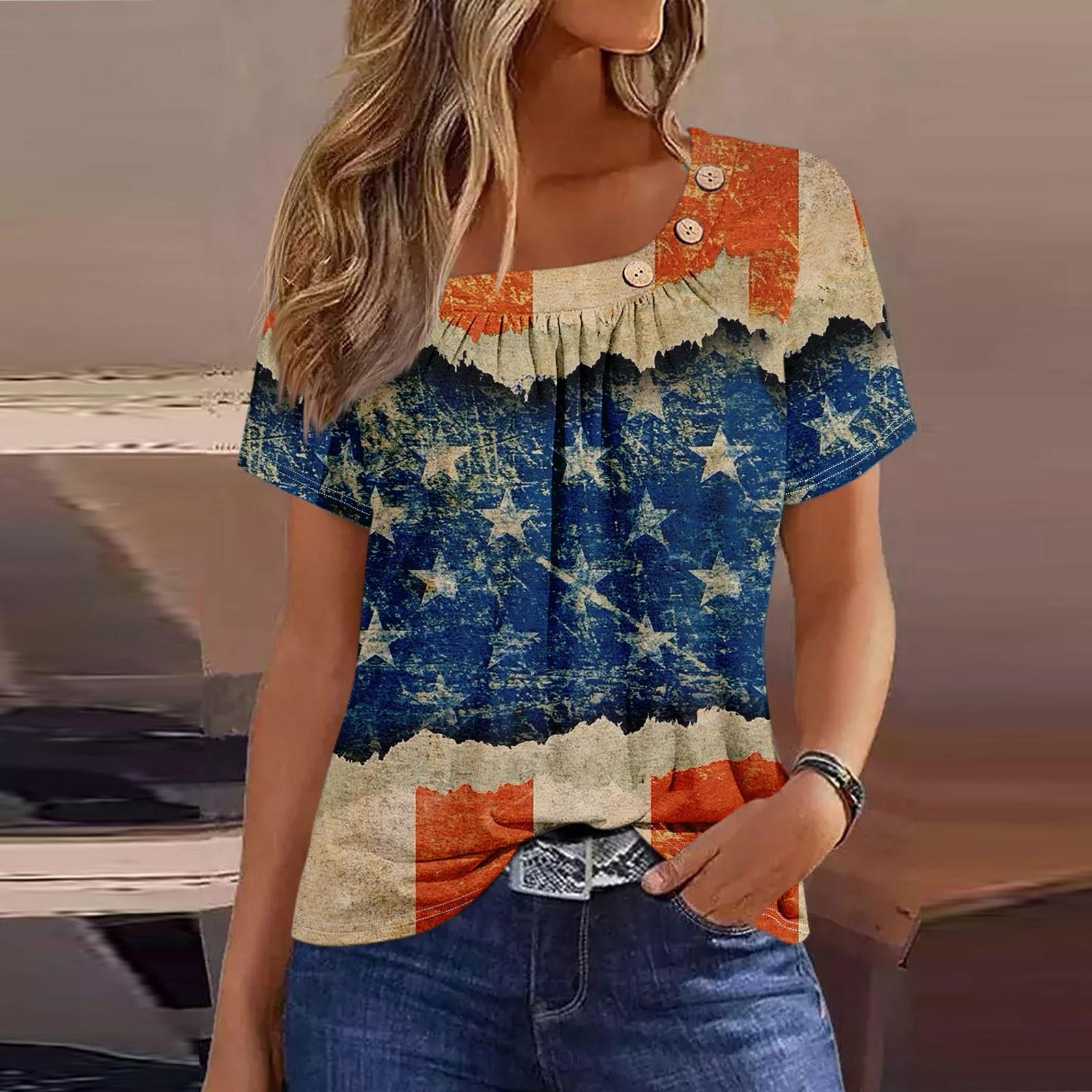 Женская повседневная футболка с короткими рукавами и v-образным вырезом с принтом — фото 8