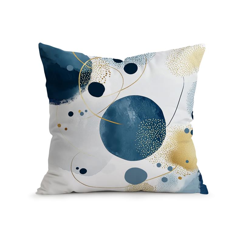 Home Decor Abstract Blue & Gold Geometric Pillow Covers Pattern Cushion Cover Suitable for Sofa Bedroom Car Pillow Cover