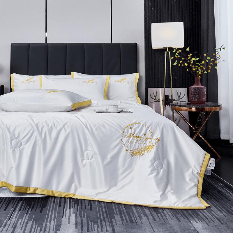 Four-Piece Washable Silk and Tencel Cooling Summer Quilt Set