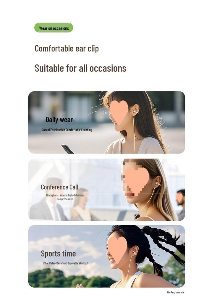 Bone Conduction Wired Earphones with Type-C and 3.5mm Connectors, Ear Clip Design, Wired Control Microphone, Ideal for Gaming