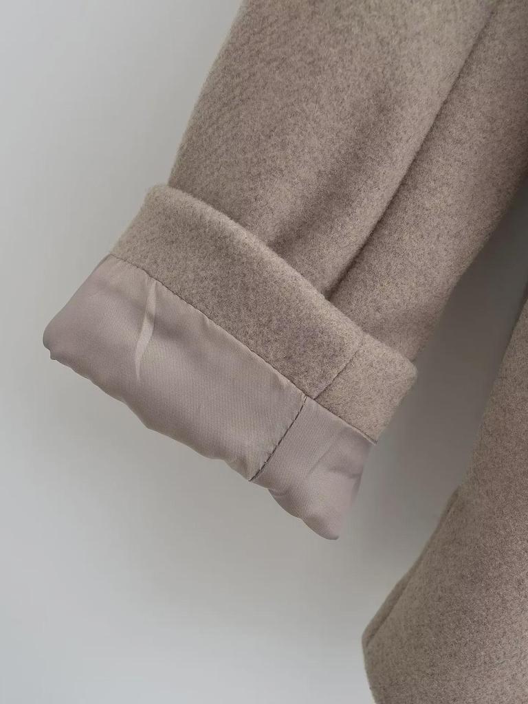 2024 Autumn/Winter Women's Two-Tone Wool Coat: European & American Street Fashion