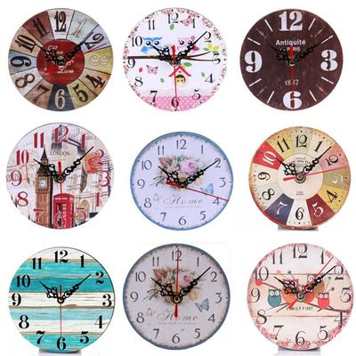 New Wooden MDF Clock Covered by Paper Round Shape Wall Clock Home Decoration Desk Clock Living Room