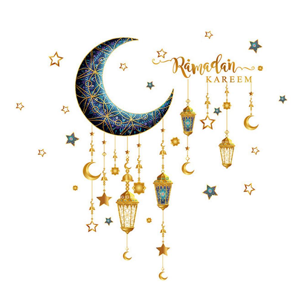 Ramadan Wall Stickers Moon Star Lantern DIY Wall Decal Ramadan Decoration For Home Decor Islamic Muslim Mural Eid Mubarak
