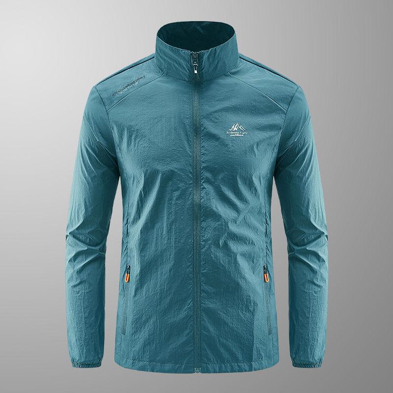 

2026 New Summer Stand Collar Ultra-thin Waterproof and Breathable Fishing Suit Outdoor Ice Silk Oversized Quick Drying Jacket 5XL синій