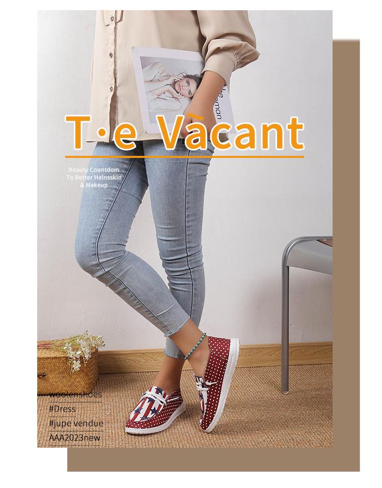 Single Shoes Women's Spring European and American Star Stripes Low-top One-pedal Cloth Women's Shoes