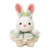 Floral Pattern Rabbit Plush Toy Big Bow Dress Bunny Plush Doll Cute Stuffed Rabbit  Kid Pillow