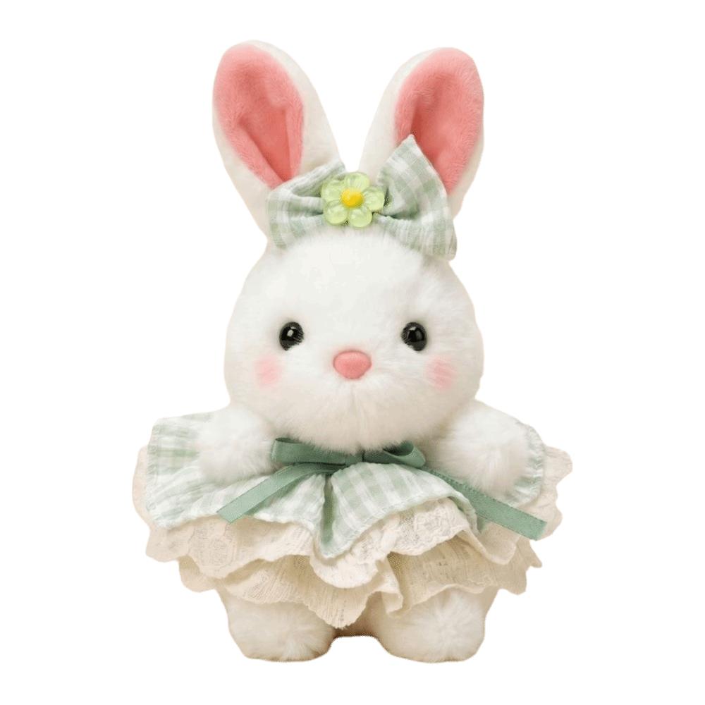 Floral Pattern Rabbit Plush Toy Big Bow Dress Bunny Plush Doll Cute Stuffed Rabbit Kid Pillow
