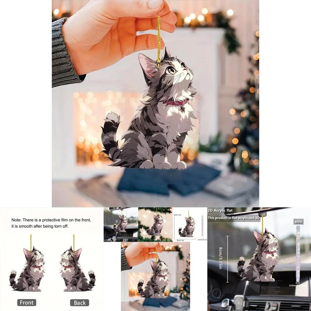 Adorable Acrylic Cat Pendant For Car Interior Decoration Cute Cartoon Style