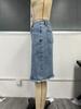 Women's High-Waisted Mid-Length Split Denim Skirt - European & American Style
