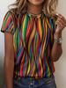 European and American Fashion Plus Size Women's Round Neck Casual Short-sleeved Tops