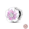 Colorful Heart Murano Glass Flower Travel Pink Charm Bead Components Copper Metal Compatible With Authentic Original Bracelet High Quality Fine