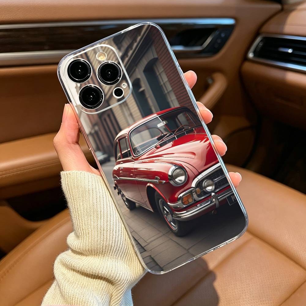 Vintage- Beetle Retro Car Phone Case For iPhone17,16,15,14,13,12,11 ,Pro Max,16/15/14 Plus Transparent Cover
