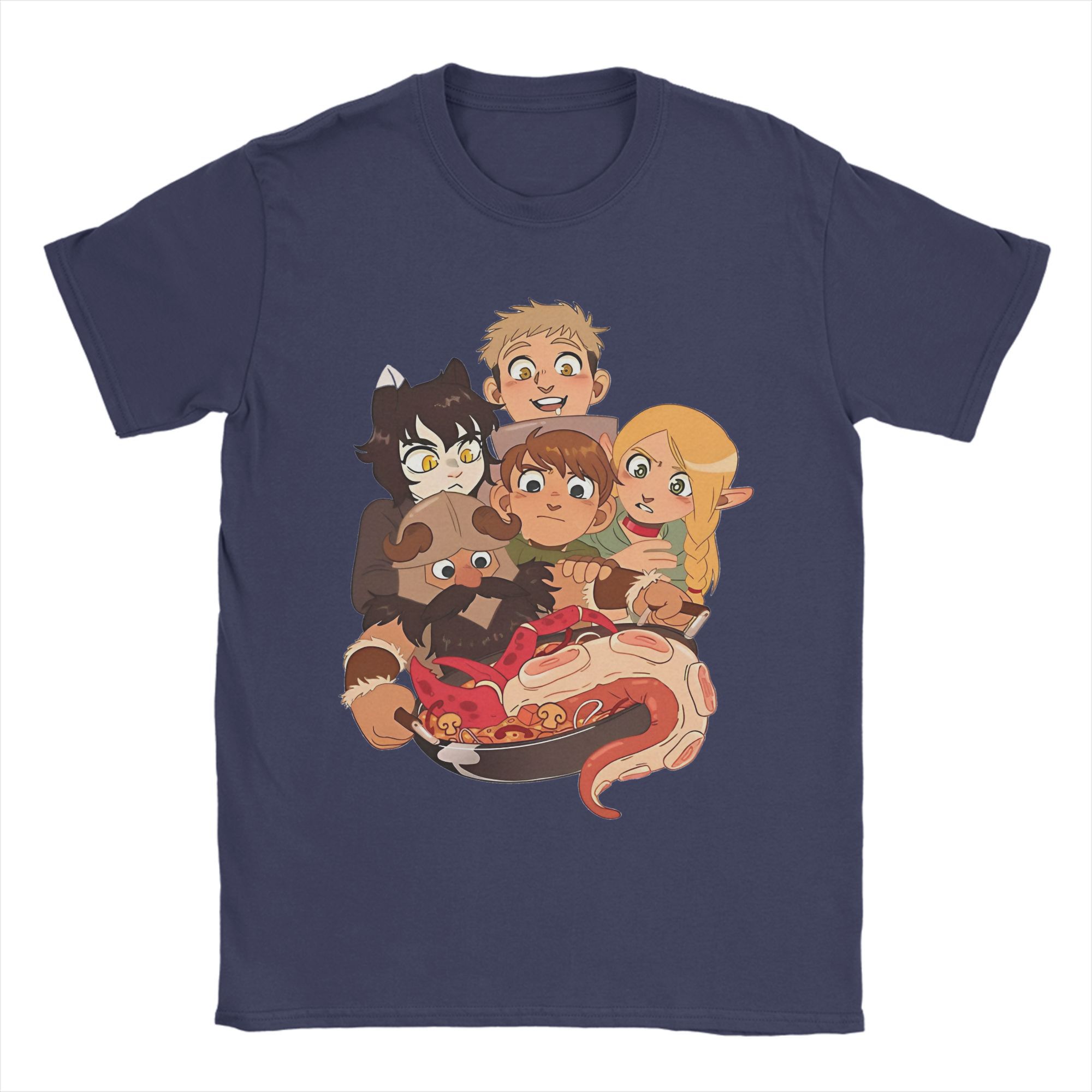 

Harajuku Delicious In Dungeon T Shirt For Men Women 100% Cotton Dungeon Meshi Manga Art Fantasy Round Neck Summer Tops Shirts 4XL