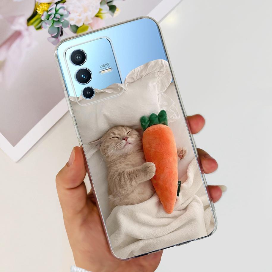 For Vivo V23 Pro V2132 Case For Vivo V23 5G V2130 V2303 Cover Fashion Flower Clear Silicone Phone Case For Vivo V23e V 23 Bumper