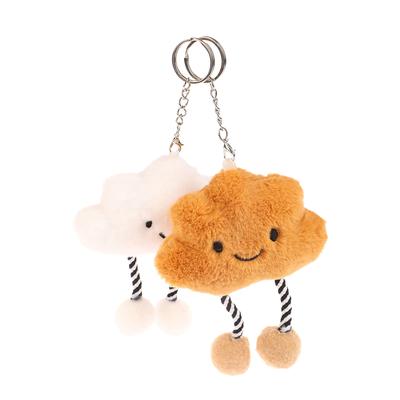 Schattige lachende wolkpop sleutelhanger pluchen speelgoed kleine wolk gestreepte benen gevulde vulling sleutelhanger hanger rugzak bedels decoratie cadeau