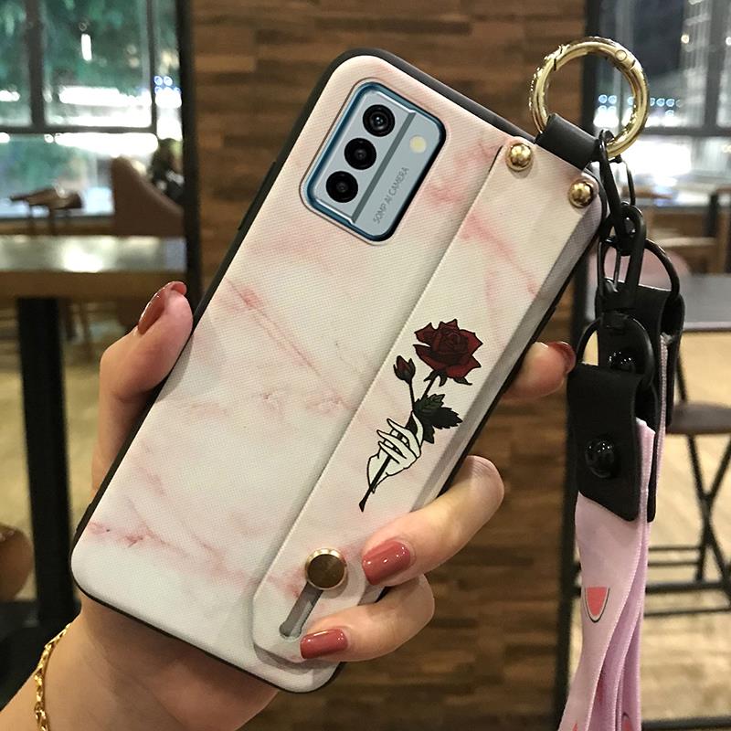 Silicone Lanyard Phone Case For Nokia G22 Anti-knock Ring Waterproof Soft case Anti-dust Phone Holder Shockproof Flower