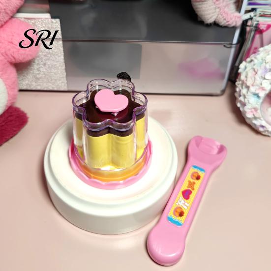 Role Play Feeding Toy Simulated Pudding with Retractable Spoon Pretend Role-Playing Plush Doll Accessory Baby Interactive Easter Basket Stuffers Gifts