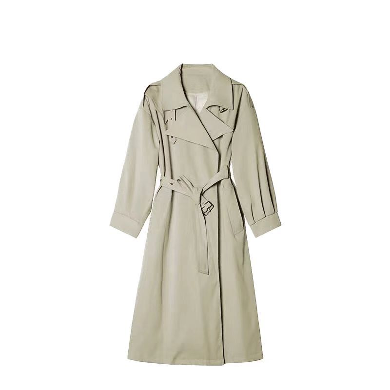 Women's Loose Large Size Temperament Trench Coat Women's Medium and Long Waist Strap Coat